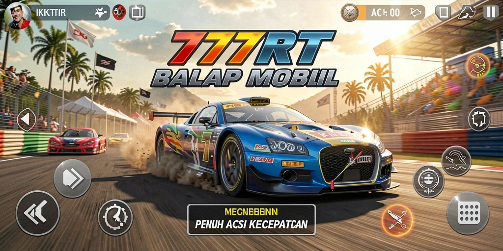 Screenshot gameplay <strong>777RT</strong> menampilkan balapan mendebarkan di jalan kota.