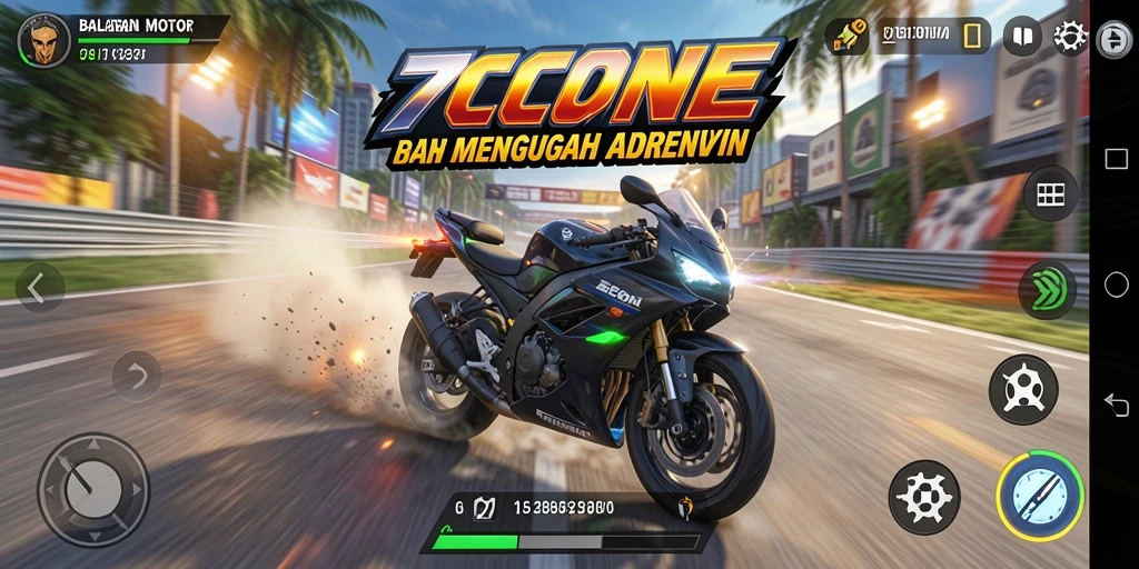 Tampilan gameplay 7CONE yang seru dan mendebarkan di trek balapan.