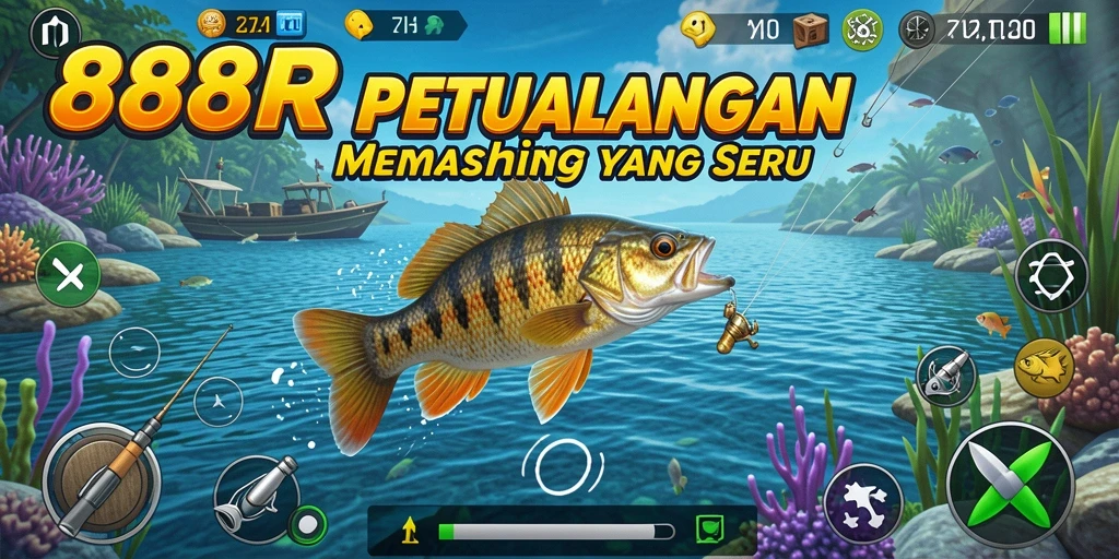 Menampilkan gameplay seru saat memancing di 888R.