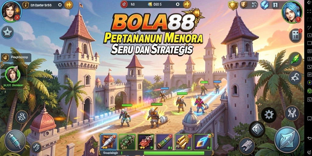 Tangkapan layar BOLA88 menunjukkan aksi mendebarkan pertahanan menara.