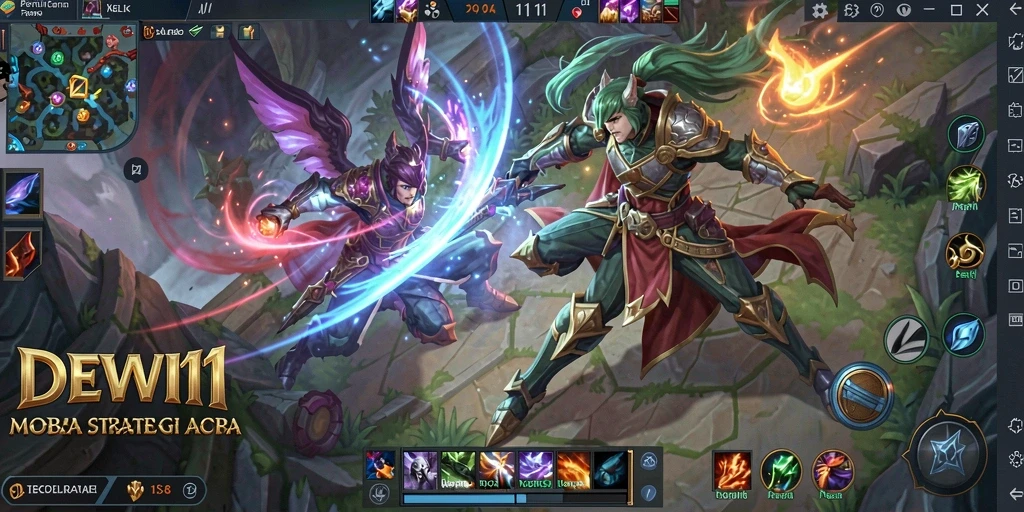 Tampilan gameplay DEWI11 yang seru di arena MOBA.