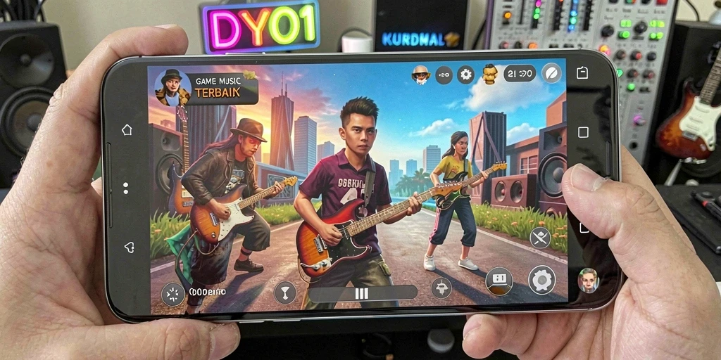 Screenshot gameplay DY01 menampilkan aksi seru dalam bermain musik.