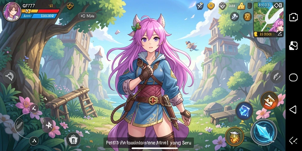 Screenshot gameplay GF777 yang menampilkan karakter dalam pertarungan epik.