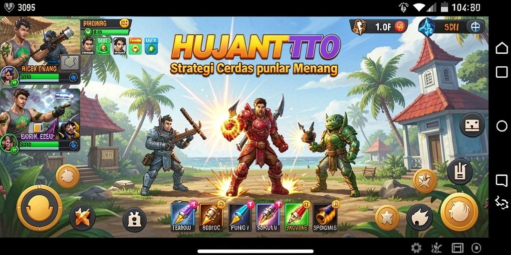 Screenshot HUJANTOTO menunjukkan aksi strategi yang intens.