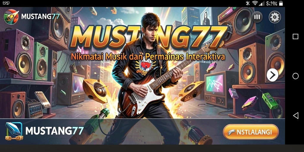 Screenshot gameplay MUSTANG77 menampilkan interaksi musik yang dinamis dan seru.