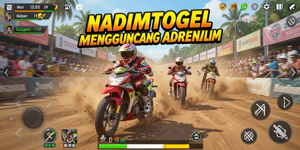 Gameplay <strong>NADIMTOGEL</strong> dengan balapan motor yang seru dan menegangkan.