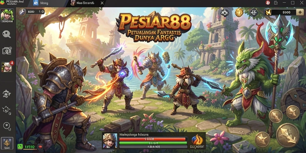 Screenshot utama PESIAR88 memperlihatkan aksi seru dalam pertempuran ARPG.