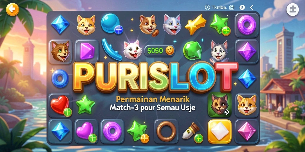 Tampilan menarik gameplay Match-3 di PURISLOT.
