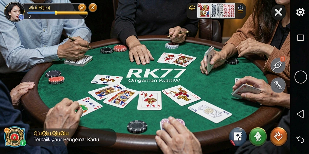 Menampilkan gameplay seru dalam pertandingan QiuQiu.