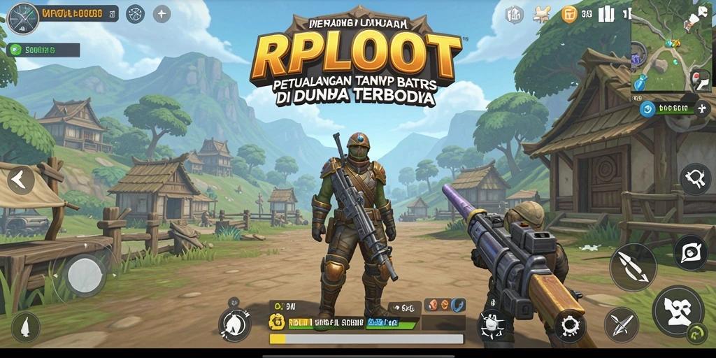 Screenshot RPLOOT yang menampilkan aksi dan eksplorasi dunia terbuka.