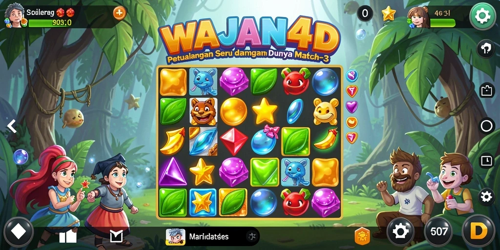 Tampilan gameplay seru WAJAN4D dalam aksi Match-3.
