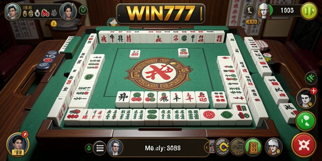 Tampilan gameplay seru dari WIN777 dengan elemen Mahjong yang menarik.