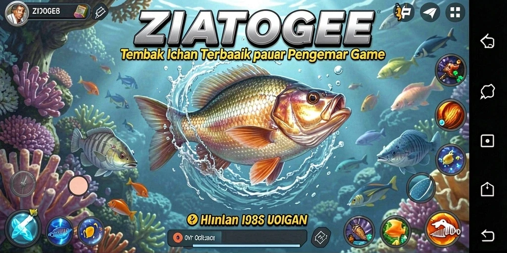 Tangkapan layar menunjukkan aksi seru dalam permainan Tembak Ikan.